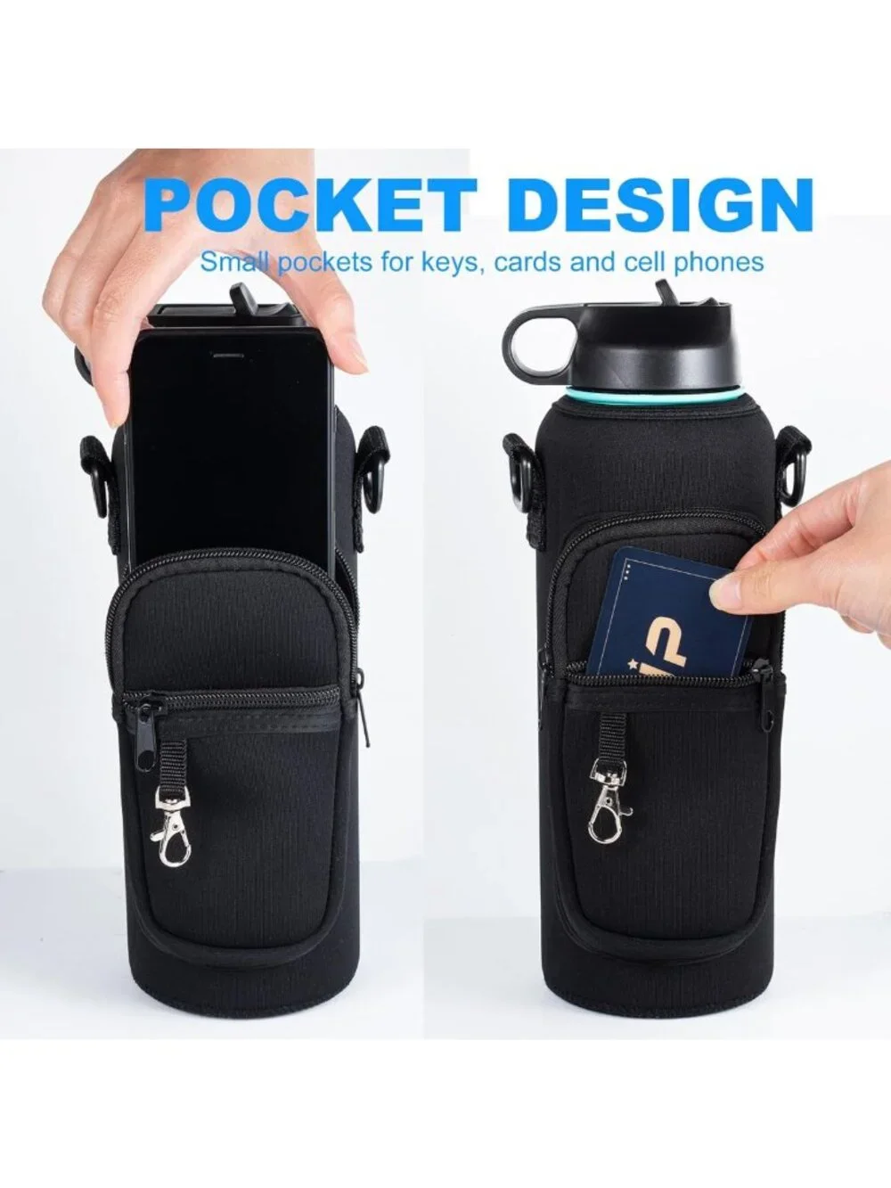 Water Bottle Holder with Strap for 32oz 40oz Hydroflask, Sling Bag with Phone